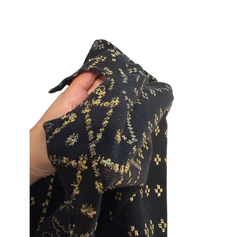 Free People New Romantics Poncho Tunic Dress Black Gold XS